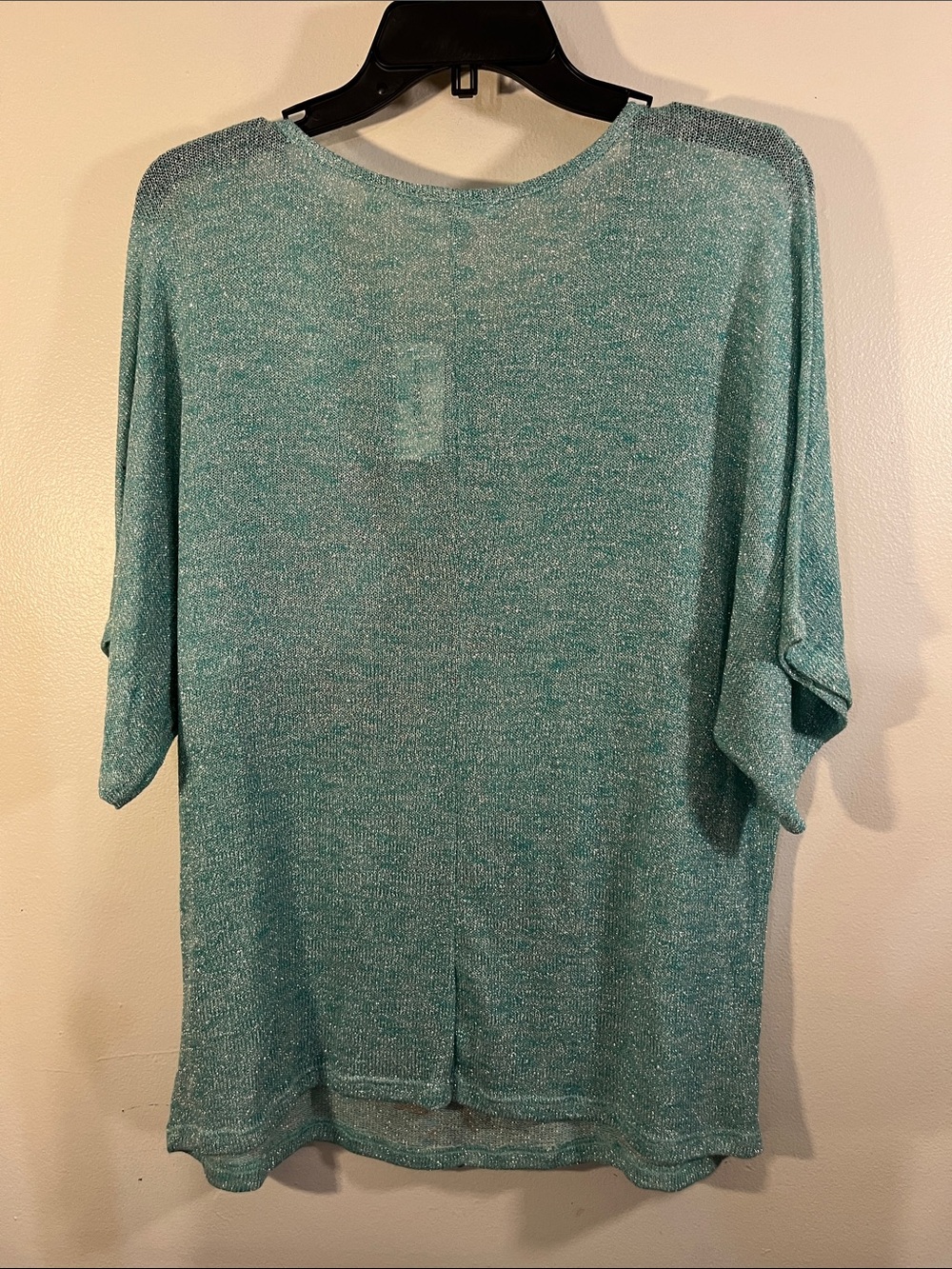 dressbarn Teal Metallic Floral Knit Tunic - Picture 2 of 4